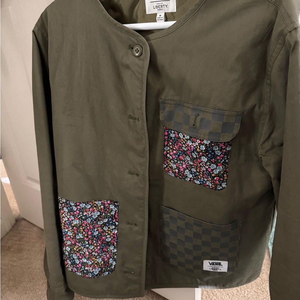Vans Women Olive Jacket with Floral Accents